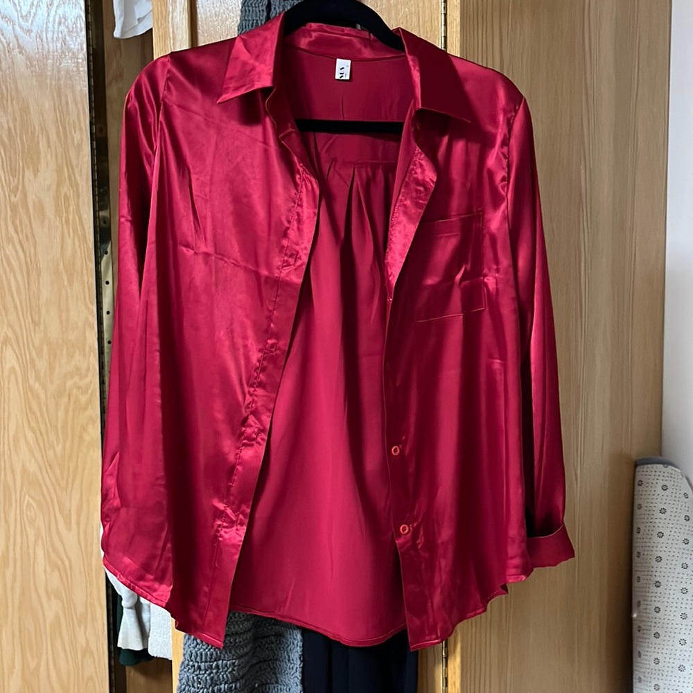 red satin shirt